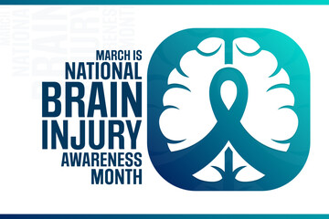 March is National Brain Injury Awareness Month. Vector illustration. Holiday poster.