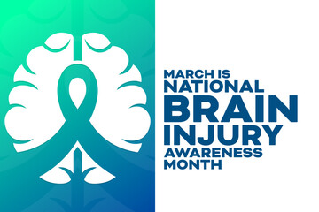 March is National Brain Injury Awareness Month. Vector illustration. Holiday poster.