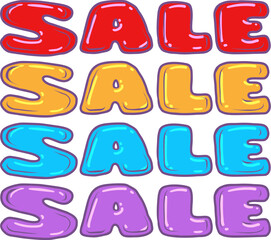 Sale inscription in several colors, red, yellow, blue and purple. Promotion of future discounts among your products and services.