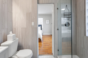 modern interior of a white apartment with open floor layout long term rental loft