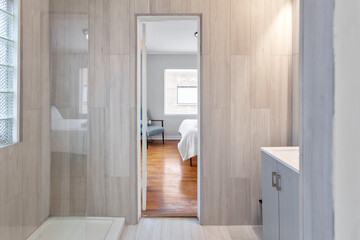 modern interior of a white apartment with open floor layout long term rental loft