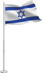 Isolated waving national flag of Israel on flagpole