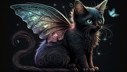Illustration of a magical black cat