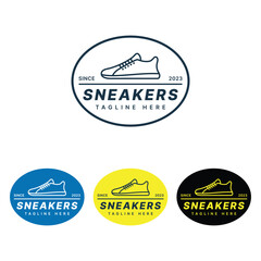 Sneakers logo. Shoe sign. logo template vector stock