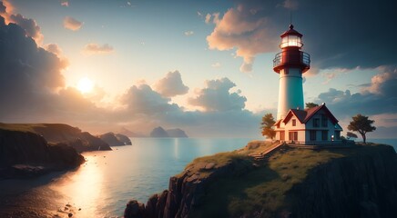 Fototapeta premium Architectural Marvels: Coastal Lighthouses [AI Generated]
