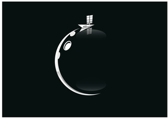 A satellite orbiting the planet vector concept