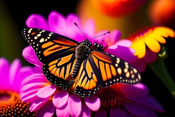 Obraz premium Monarch Butterfly on a bright pink flower