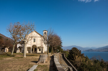 Fototapeta na wymiar The beautiful Sanctuary of the Sacro Monte of Ghiffa