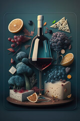 website template on laptop screen and instagram feed template on mobile phone screen. Social networks. Gastronomy businesses, wineries and wine shops, restaurants created with Generative AI technology