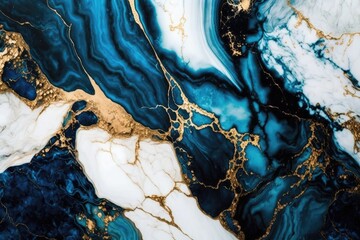 blue and gold marble texture Background - generative ai