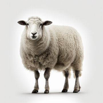 Schaf auf weißem Hintergrund isoliert (erstellt durch KI-Tool)
