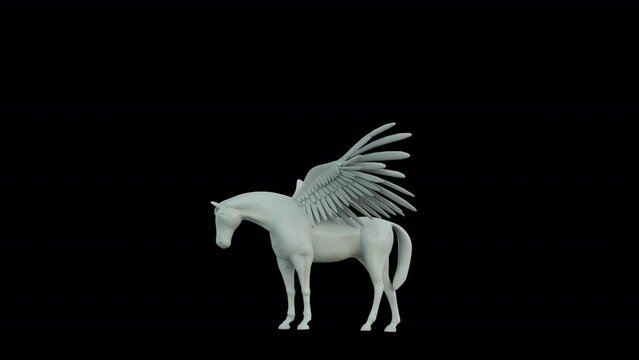 White Pegasus 3D Animation With Alpha Video
