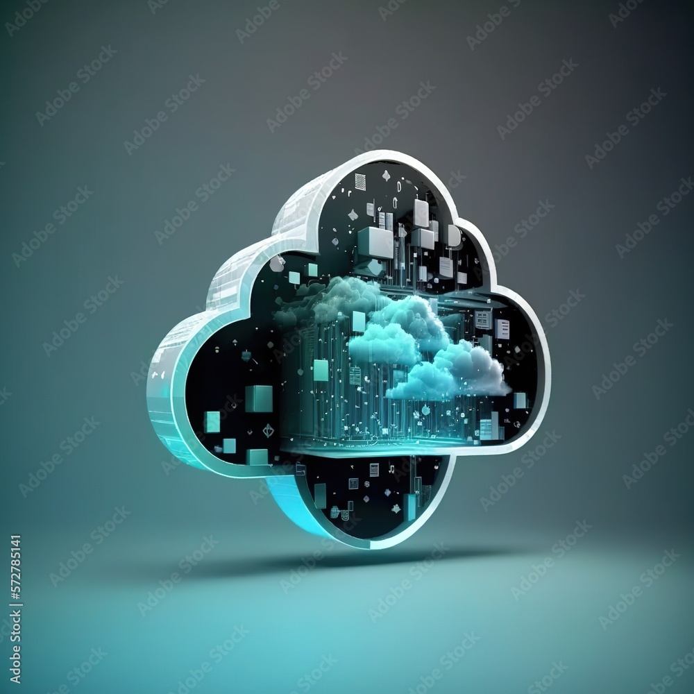 Poster cloud computing with copy space for transferring data and downloading applications. transformation o