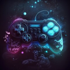 abstract neon light game controller artwork design digital art wallpaper glowing space background  - generative a