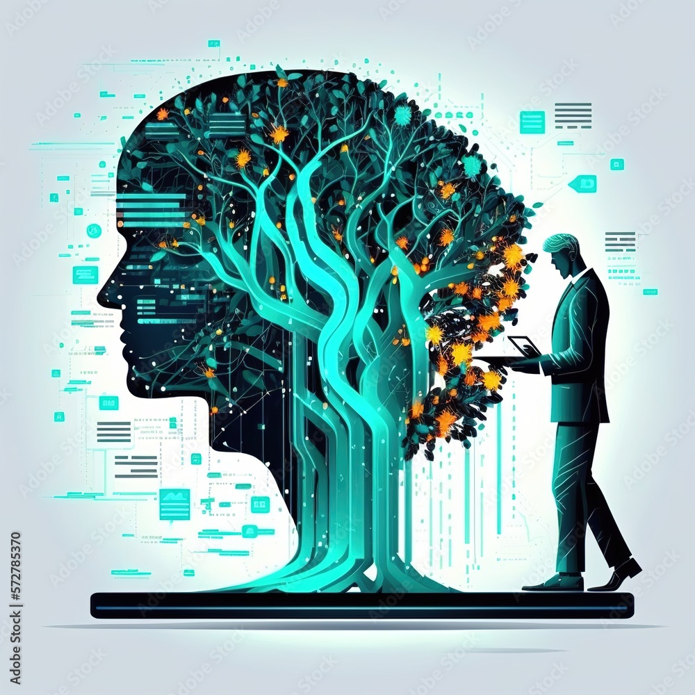 Poster data science, business, and artificial intelligence ai and digital technology are concepts. a busine