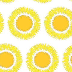 Trendy minimalist seamless pattern with abstract creative hand drawn composition. Seamless pattern of circles in the form of dandelions on a white background