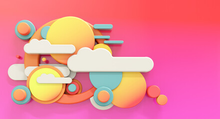 Abstract planets and clouds, 3d render.