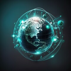 Obraz premium globe healthcare network connection concept.Science and medical innovation technology future sustainable smart services. generative ai