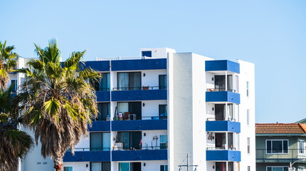 Apartment buildings right on the beach in Malibu, California. Beach front rentals and property.