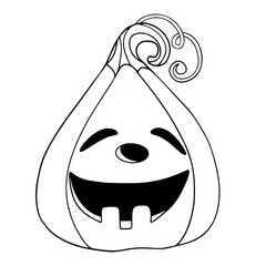 Linear sketches, coloring pages of funny autumn pumpkins for the Halloween holiday. Vector graphics.	
