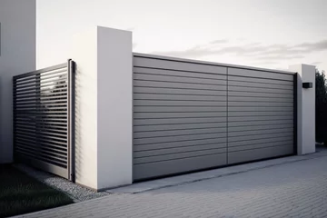 Foto op Canvas Automatic gates driveway in modern style house. Created with Generative AI technology. © Yuliia