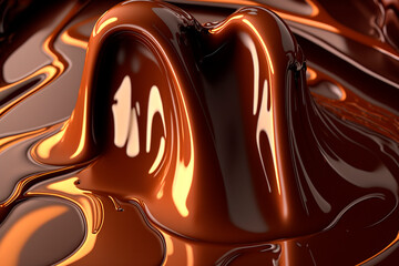 Illustration closeup of melted chocolate AI generated