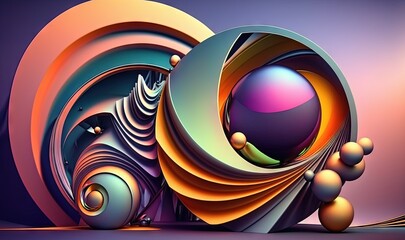 Fototapeta na wymiar an abstract painting of a colorful object with a purple background. generative ai