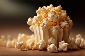 Illustration popcorn closeup cinema delicious tasty AI generated - obrazy, fototapety, plakaty