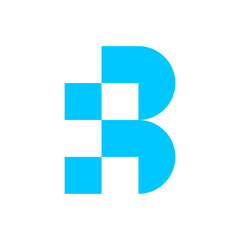 Letter B or R pixel technology logo