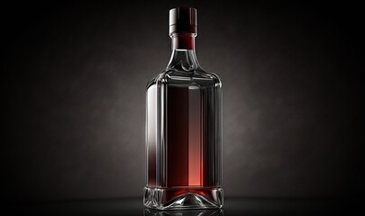 Fototapeta na wymiar a bottle of liquor sitting on a table with a black background. generative ai