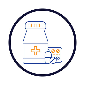 medicine bottle and tablet icon