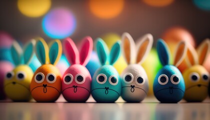 Fototapeta premium Cute Easter egg character background - generative ai