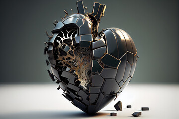 Fototapeta na wymiar iron heart, stone heart the concept of a strong