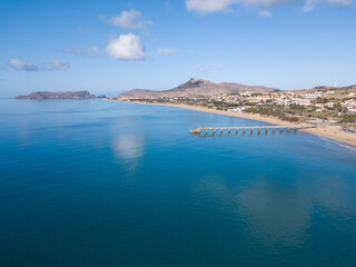 Fototapeta na wymiar Porto Santo Island's bay. Calm water on a summer day morning. Copy space.