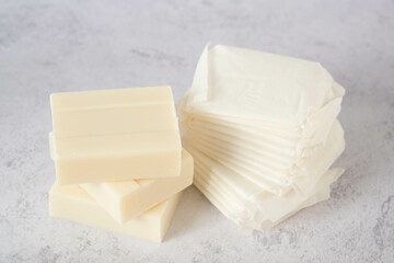 feminine intimate hygiene soap, pads and tampons