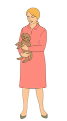 women with puppy on hands