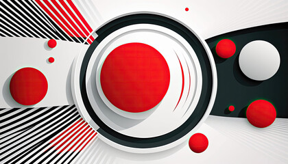 Obraz premium red black and white circles with spheres background, with copy space, generative ai illustration
