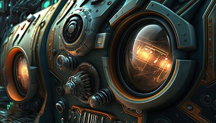 Background of science fiction sci-fi mech machinery space age future