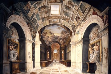 The Sistine Chapel watercoler background - generative ai