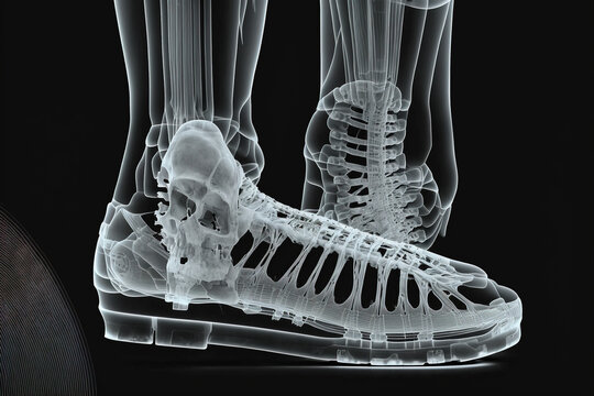 foot x-ray style. X-ray of Raw whole foot. Creative Art abstract. Created with Generative AI technology