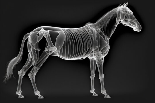 Horse x-ray style. X-ray of Raw whole horse. Creative Art abstract. Created with Generative AI technology