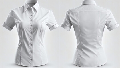 Formal 3D Rendered realistic shirt with buttons for Women, isolated on white background.