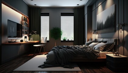 interior of a bedroom Generative Ai