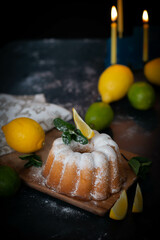lemon cupcake on dark background
