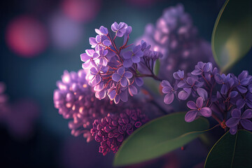 Lilac Flowers, Illustration, Generative AI