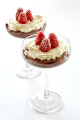 Chocolate raspberry whipped cream dessert