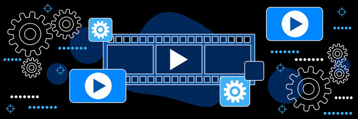 Video production dark theme style vector concept illustration