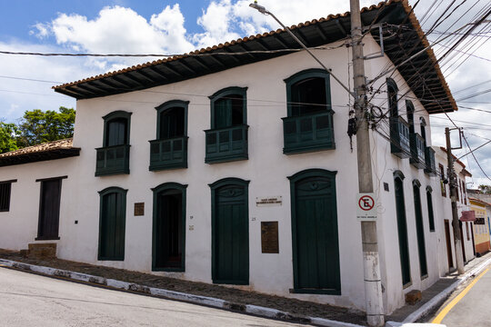 Casar&atilde;o Monsenhor Paulo Camargo - SANTANA DE PARNAIBA, SP, BRAZIL - JANUARY 15, 2023: Mansion Monsignor Paulo Flor&ecirc;ncio da Silveira Camargo, also called Casa da Cultura, was built in the 18th century.