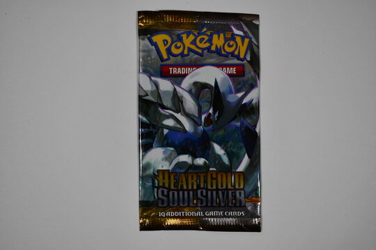 Pokemon trading cards, pack of 10, Heart Gold and Soul Silver series.