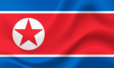 Naklejka premium North Korea flag. Symbol of North Korea. Vector flag illustration. Colors and proportion correctly. North Korea background. North Korea banner. Symbol, icon.